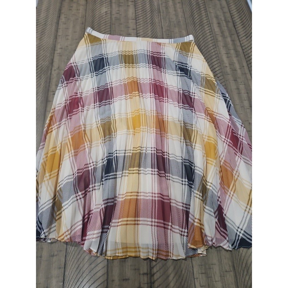 Ann Taylor Skirt 12 Plaid Accordion Pleat Midi Preppy Academia Elegant Timeless - Picture 12 of 14